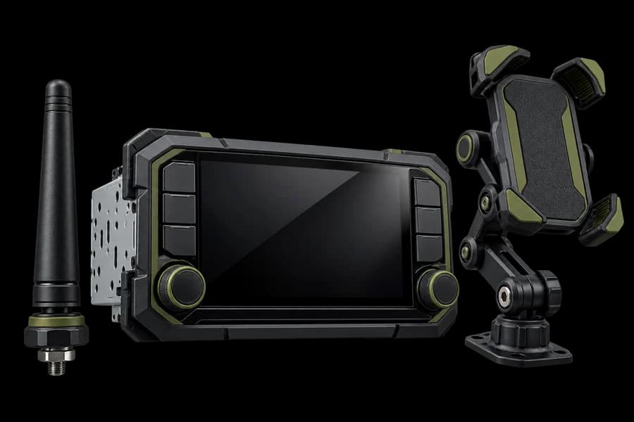 Touchscreen receiver, antenna and phone mount