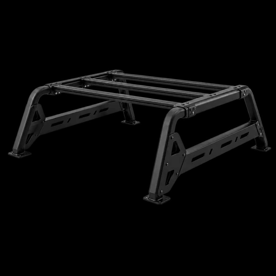Low-profile modular cargo rack for a Jeep Gladiator