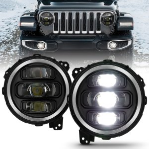 Jeep Wrangler LED/Projector Headlights - ANZO - Plank Style Design - Black - `18-`19