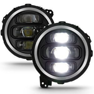 Jeep Wrangler LED/Projector Headlights - ANZO - Plank Style Design - Black - `18-`19