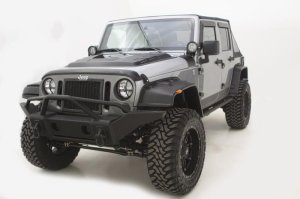 Jeep Wrangler Rubicon Ventvisor & Aeroskin Deflector Combo Kit - AVS - Low Profile - Matte Black - `07-`17