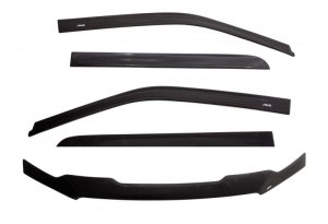 Jeep Wrangler Sahara Ventvisor & Aeroskin Deflector Combo Kit - AVS - Low Profile - Matte Black - `07-`17