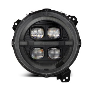 Jeep Wrangler JL Headlights - AlphaRex - Nova-Series Projector with Activ Light/Seq Signal - Alpha-Black - `18-`23