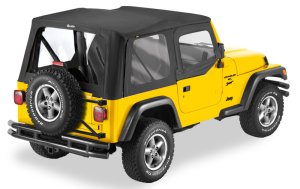 Jeep Wrangler TJ Soft Top - Bestop - Rep A-Top with Clear Windows and Upper Door Skins - Black Diamond - `03-`06