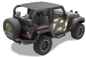 Jeep Wrangler JK Bikini Top - Front + Rear - Bestop - Header Safari - Black Diamond - `10-`18