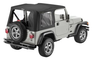 Jeep Wrangler Soft Top - Bestop - Sailcloth; Clear Windows; No Door Skins - Black Diamond - `03-`06