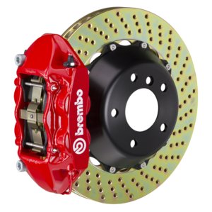 Jeep Wrangler Brake Kit - Rear - Brembo - GT BBK 4 Piston Cast 380x28 2pc Rotor Drilled - Red - `07-`18