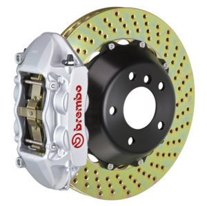 Jeep Wrangler Unlimited Brake Kit - Rear - Brembo - GT BBK 4 Piston Cast 380x28 2pc Rotor Drilled - Silver - `07-`18