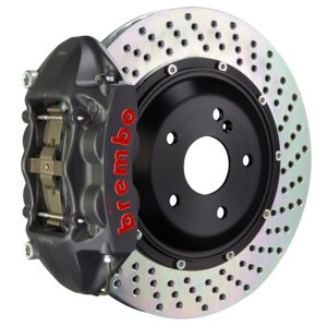 Jeep Wrangler Brake Kit - Rear - Brembo - GTS BBK 4 Piston Cast 380x28 2pc Rotor Drilled - Black - `07-`18