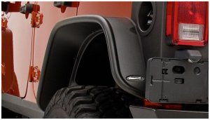 Jeep Wrangler Fender Flares - Rear - Bushwacker - Flat Style - Black - `07-`18