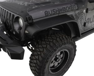 Jeep Wrangler JL Fender Flares - Front - Bushwacker - Flat Style - Black - `18-`22