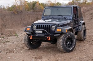 Jeep Wrangler Body Protector Kit - Front - Bushwacker - Trail Armor - Black - `97-`06