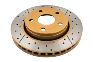 Jeep Wrangler Brake Rotor (1) - Front - DBA - X-Gold Drilled & Slotted - Gold - `07-`17