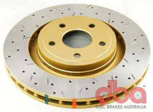 Jeep Grand Cherokee Brake Rotor (1) - Front - DBA - 4000 Series XS Gold T3, Cross-Drilled/Slotted - Gold - `06-`10