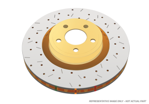 Jeep Wrangler Brake Rotor (1) - Rear - DBA - 4000 Series XS, Drilled & Slotted - Gold - `07-`18