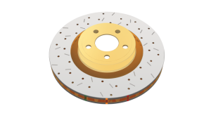 Jeep Wrangler Brake Rotor (1) - Rear - DBA - 4000 Series XS, Drilled & Slotted - Gold - `07-`18