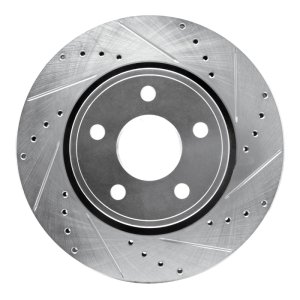 Jeep Commander Brake Rotor (1) - Front Right - DFC - Drilled & Slotted - Silver - `05-`10