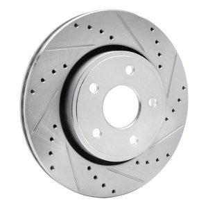Jeep Commander Brake Rotor (1) - Front Right - DFC - Drilled & Slotted - Silver - `05-`10