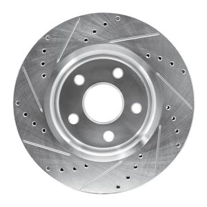 Jeep Commander Brake Rotor (1) - Front Right - DFC - Drilled & Slotted - Silver - `05-`10