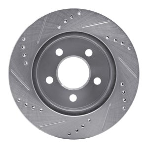 Jeep Cherokee Brake Rotor (1) - Front Right - DFC - Drilled & Slotted - Silver - `99-`06