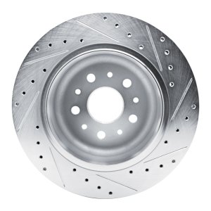 Jeep Wrangler Brake Rotor (1) - Rear Left - DFC - Drilled & Slotted - Silver - `20-`25
