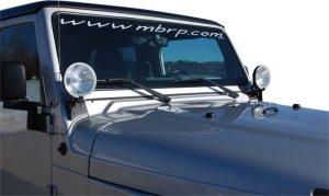 Jeep Wrangler Light Mount Bracket Kit - Windshield - MBRP - Powder Coated - Black - `97-`06