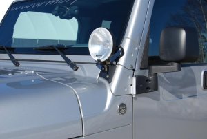 Jeep Wrangler Light Mount Bracket Kit - Windshield - MBRP - Powder Coated - Black - `97-`06
