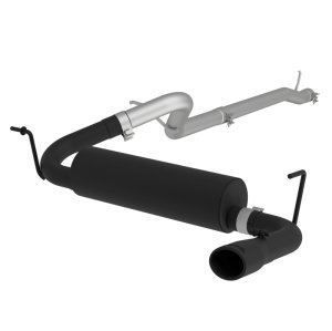 Jeep Wrangler Performance Exhaust - Rear - MBRP - ARMOR BLK Cat-Back, Single Rear Exit, 2.5 in., Black Coated Aluminized Steel, 3.75 in. Tip - Black - 2012