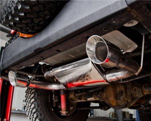 Jeep Rubicon Performance Exhaust - Rear - MBRP - Axle Back, Dual Rear Exit, ARMOR BLK - Black - `07-`14