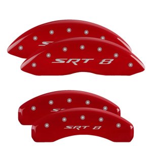 Jeep Grand Caliper Covers - Front + Rear - MGP - Engraved SRT8 - Red - `05-`10