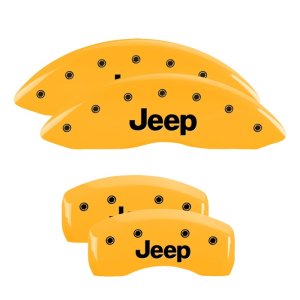 Jeep Compass Caliper Covers - Front + Rear - MGP - 4 Logo, Engraved - Yellow - `07-`16