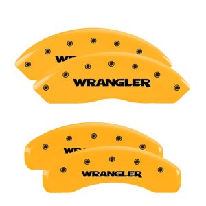 Jeep Wrangler Caliper Covers - Front + Rear - MGP - 4 Logo - Yellow - `07-`18