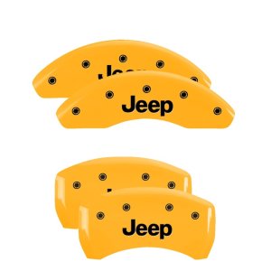 Jeep Compass Caliper Covers - Front + Rear - MGP - 4 Logo Engraved - Yellow - `17-`24