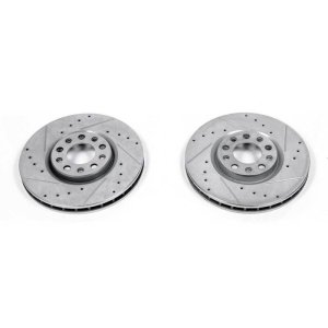 Jeep Renegade Brake Rotor (2) - Front - PowerStop - Evolution Drilled & Slotted - Silver - `15-`19