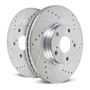 Jeep Renegade Brake Rotor (2) - Front - PowerStop - Evolution Drilled & Slotted - Silver - `15-`19