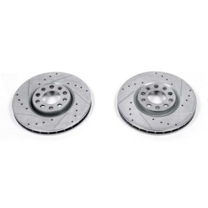 Jeep Renegade Brake Rotor (2) - Front - PowerStop - Evolution Drilled & Slotted - Silver - `15-`19