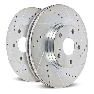 Jeep Grand Wagoneer Brake Rotors (2) - Rear - PowerStop - Evolution Drilled & Slotted - Silver - `22-`24