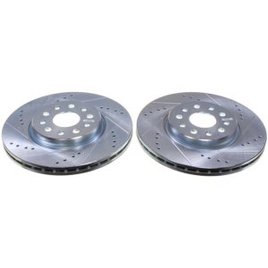 Jeep Grand Cherokee Brake Rotors (2) - Front - PowerStop - Evolution Drill/Slot - Silver - `22-`24