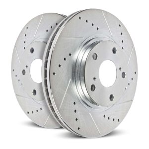 Jeep Commander Brake Rotors (2) - Front - PowerStop - Evolution Drilled & Slotted - Silver zinc - `06-`10