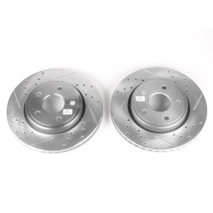 Jeep Commander Brake Rotors (2) - Front - PowerStop - Evolution Drilled & Slotted - Silver zinc - `06-`10