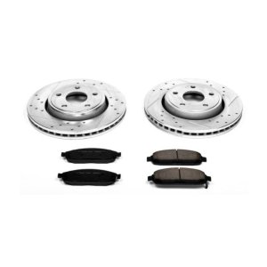 Jeep Commander Brake Kit - Front - PowerStop - Drilled & Slotted Rotors + Carbon-Fiber Ceramic Pads - `06-`10