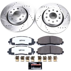 Jeep Wrangler Brake Kit - Front - PowerStop - Drilled & Slotted Rotors + Carbon-Fiber Ceramic Pads - `18-`19