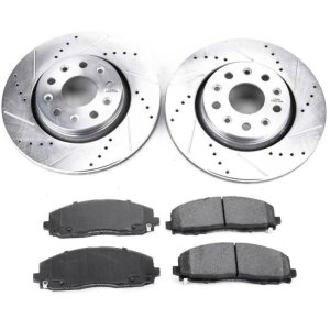 Jeep Wrangler Brake Kit - Front - PowerStop - Drilled & Slotted Rotors + Carbon-Fiber Ceramic Pads - `18-`19