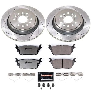 Jeep Grand Wagoneer Brake Kit - Rear - PowerStop - Z36 Truck & Tow, Drilled & Slotted Rotors + Carbon-Fiber Ceramic Pads - `22-`23