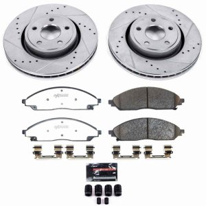 Jeep Grand Cherokee Brake Kit - Front - PowerStop - Z36 Truck & Tow Kit, Drilled & Slotted Rotors + Carbon-Fiber Ceramic Pads - `22-`24
