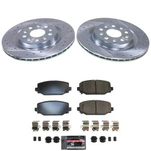 Jeep Grand Cherokee Brake Kit - Rear - PowerStop - Z23 Evolution Sport, Drilled & Slotted Rotors + Carbon-Fiber Ceramic Pads - `22-`24