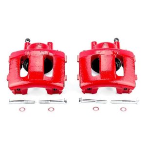Jeep Cherokee Brake Calipers - Front - PowerStop - Red Powder Coated - Red - `90-`01