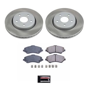 Jeep Liberty Brake Kit - Front - PowerStop - Semi-Coated Rotors + Z17 Evolution Plus Low-Dust Ceramic Pads - Silver - `08-`12