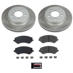 Jeep Liberty Brake Kit - Front - PowerStop - Semi-Coated Rotors + Z17 Evolution Plus Low-Dust Ceramic Pads - Silver - `02-`07