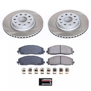 Jeep Wrangler Brake Kit - Front - PowerStop - Semi-Coated Rotors + Z17 Evolution Plus Low-Dust Ceramic Pads - `18-`22